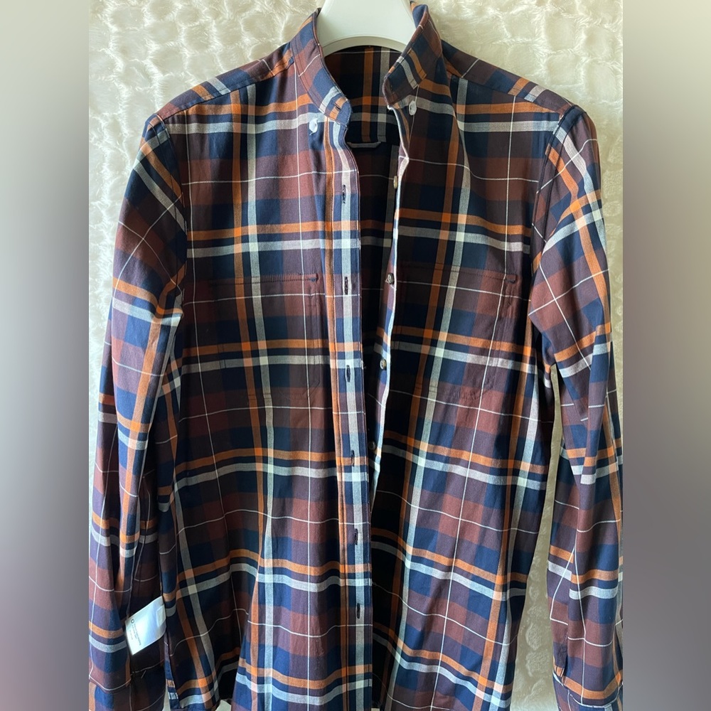 NWT Club Room: Men’s (M) plaid long sleeve shirt autumn colors. - Picture 14 of 16